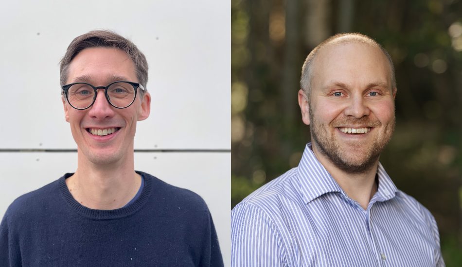 Henning Finseraas og Ole Henning Nyhus. Fotomontasje.